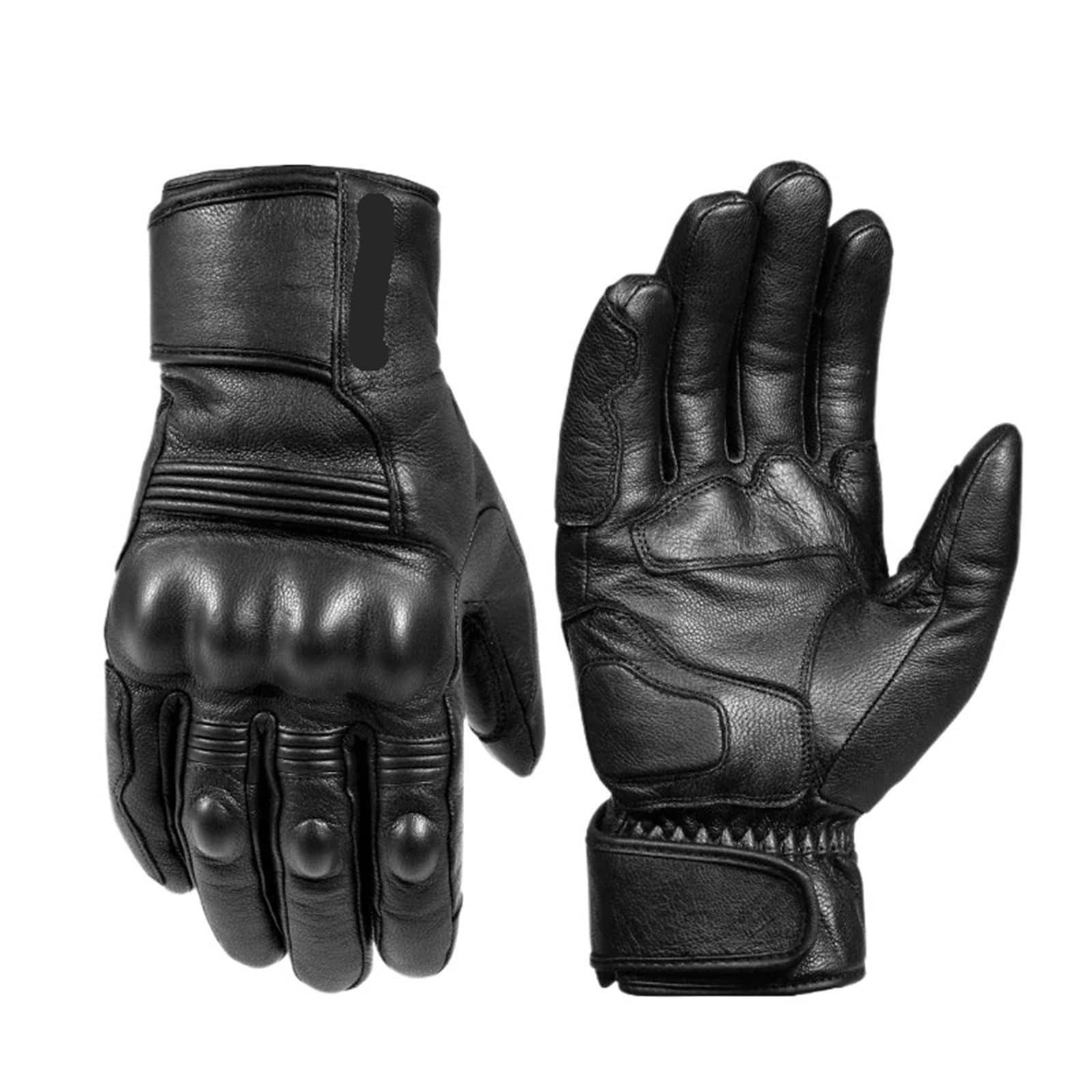Generico Guanti invernali da moto in pelle da uomo - Guanti caldi, impermeabili, antivento, touchscreen con protezione su nocche e palmo