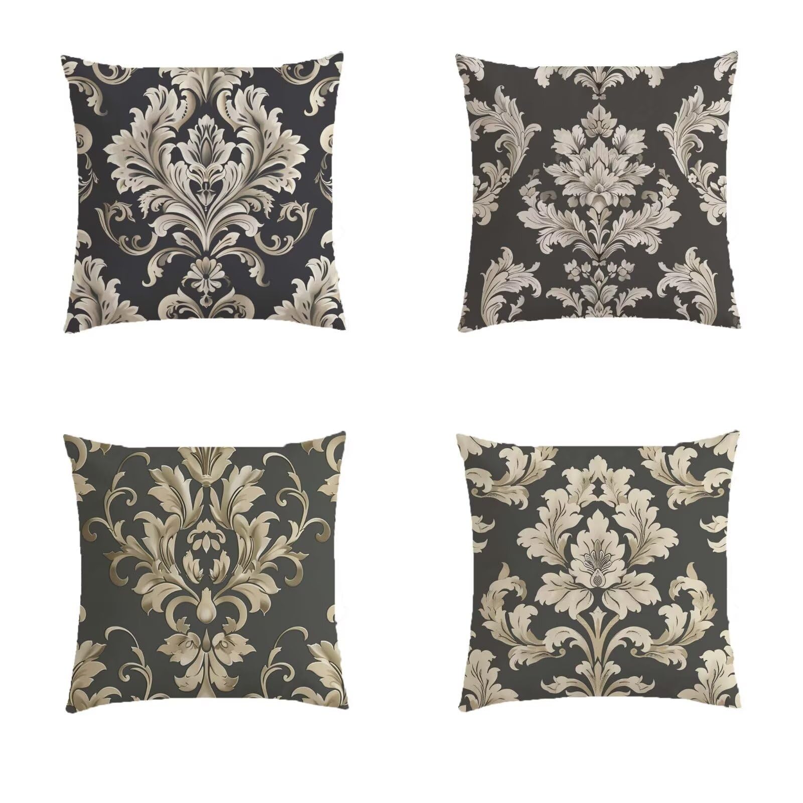 Housse de coussin 70x70cm de jardin extérieur bohème marron lot de 4