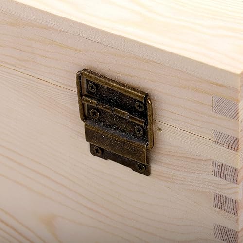 Miniatura 8 de Frcctre Caja de madera extra grande sin terminar, 13 x 10 x 6.5 pulgadas, caja de madera de pino natural sin terminar con tapa con bisagras y cierre