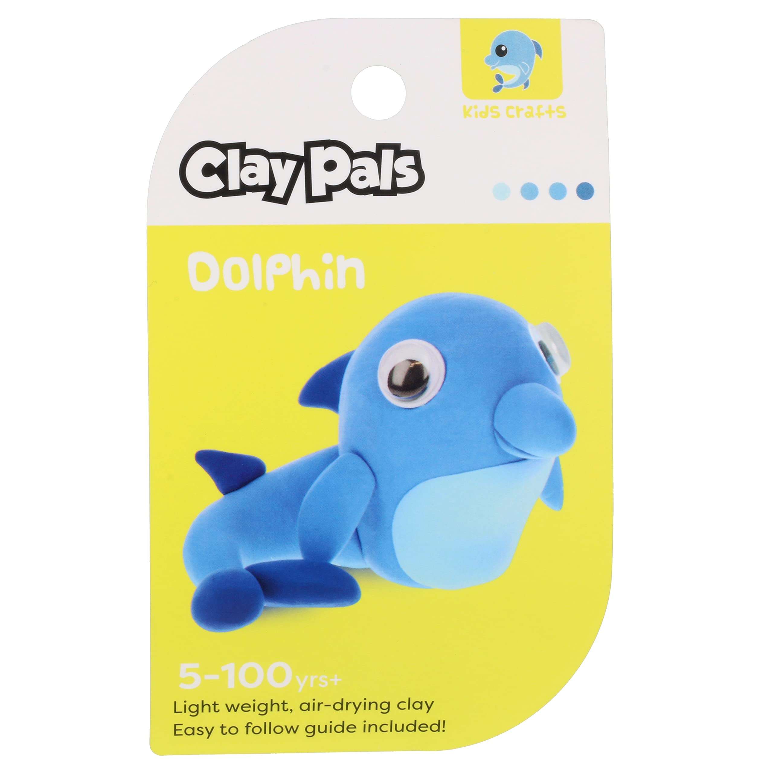 Clay Pals Dolphin - Easy Sculpt Fun Fast Air Drying Non Toxic Quick Dry Ultra Light Creative Clay Art and Craft Modelling Set for Kids