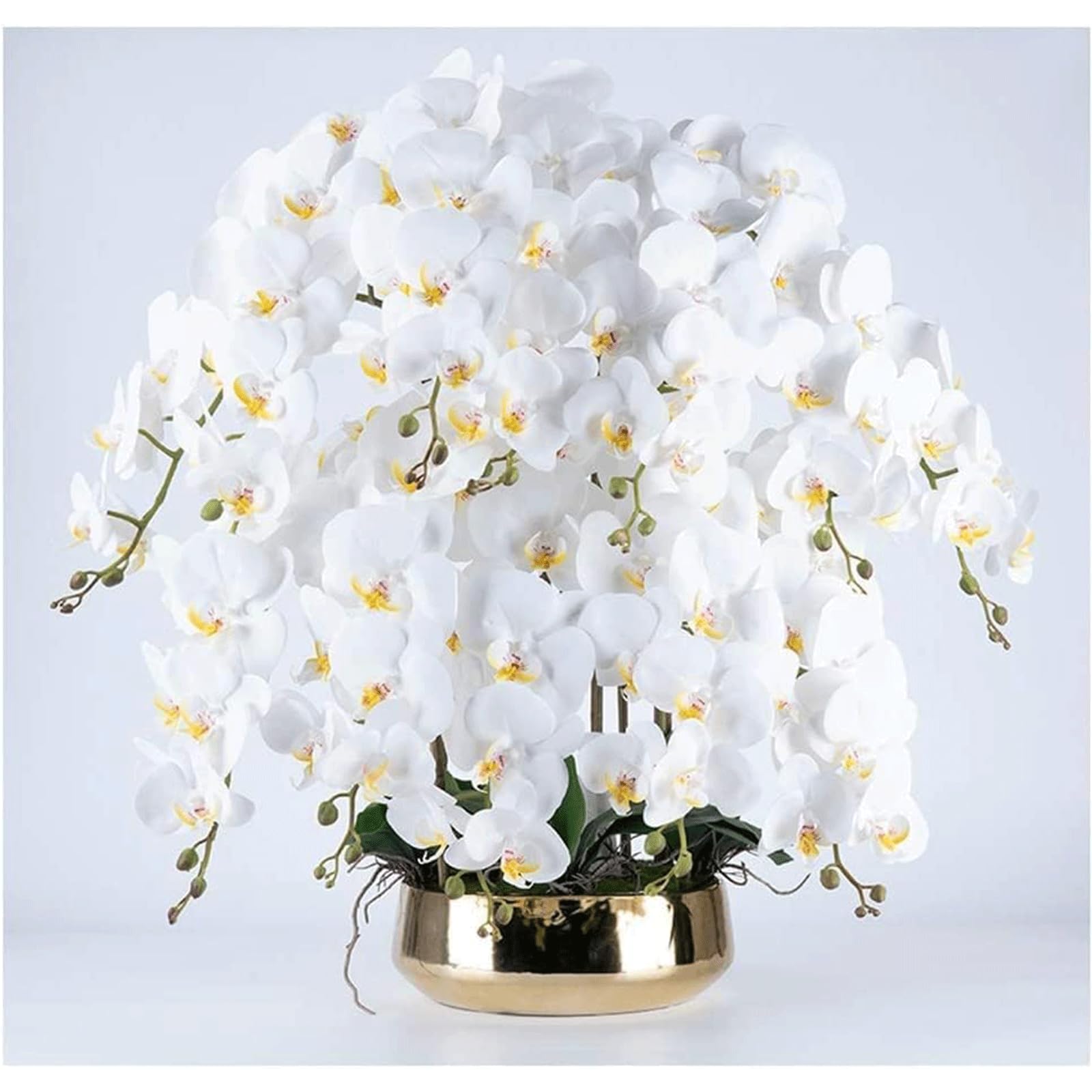 XDLEDMKIZ White Fake Flowers Artificial Flowers Orchid Flower Arrangement Realistic Elegant Dining Room Office Home Decoration