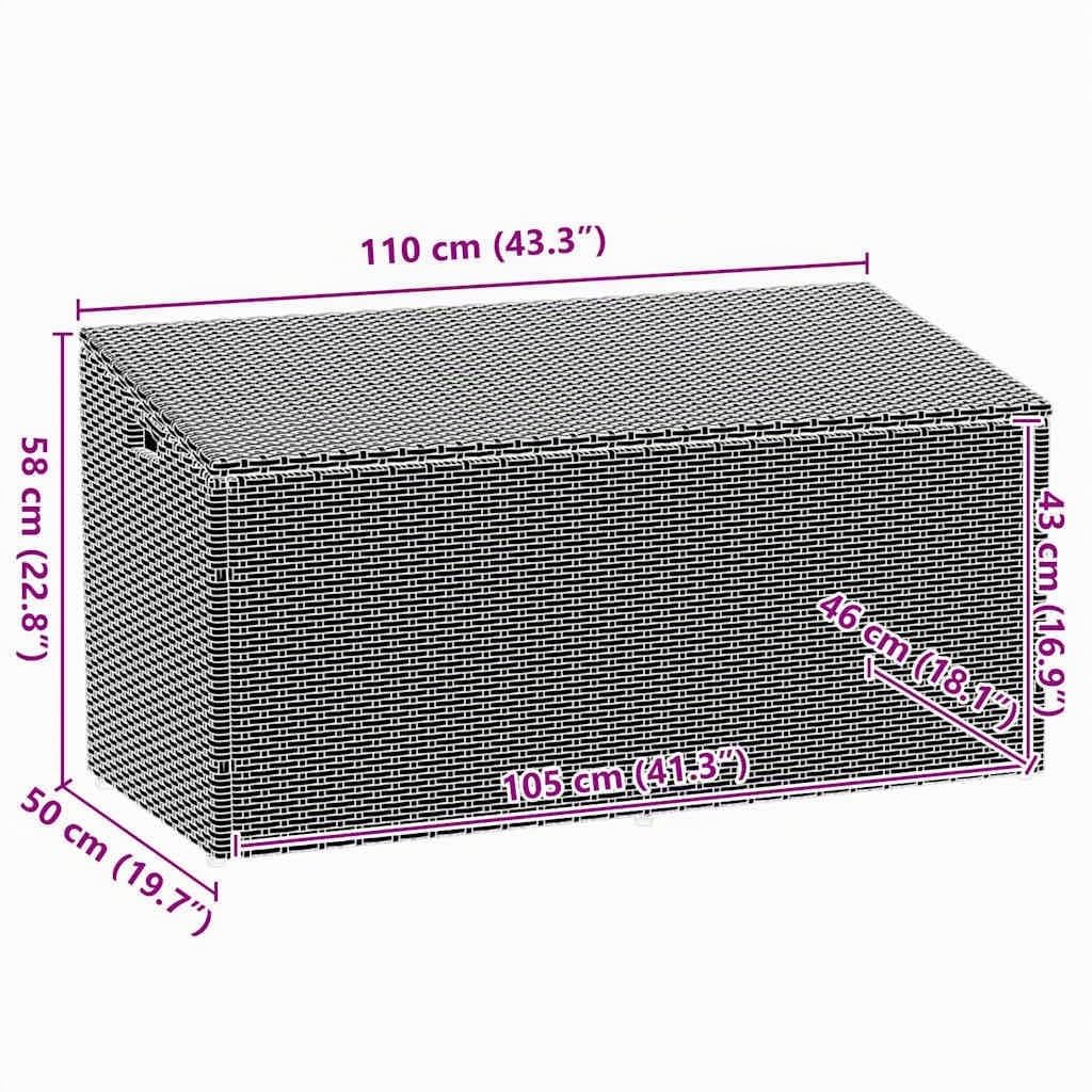 vidaXL Coffre de rangement de jardin Noir 110x50x58 cm Résine tressée