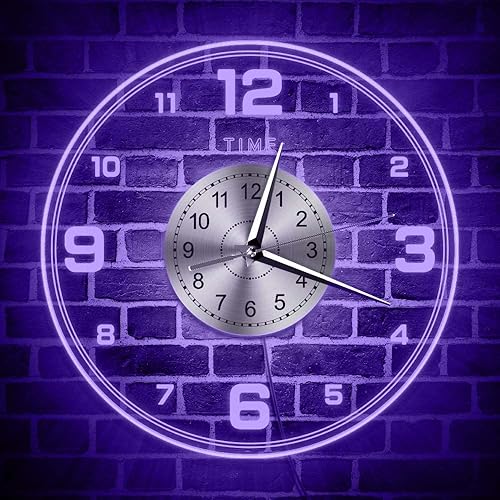 Miniatura 9 de Reloj de pared de 12 pulgadas que brilla en la oscuridad con 7 modos luminosos, luz nocturna LED minimalista, reloj de pared luminoso, fácil de