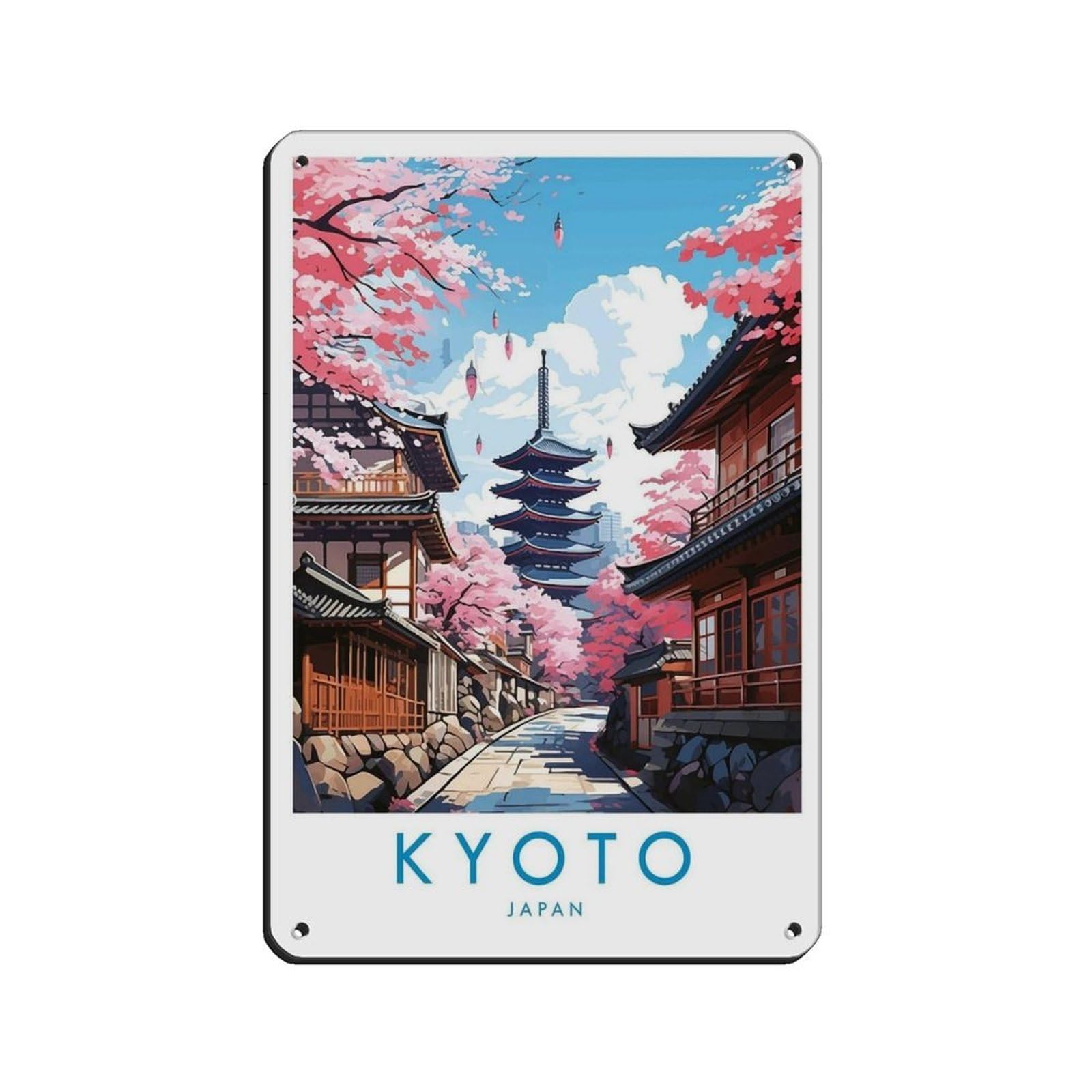 Kyoto Travel, Kyoto Travel Poster Tin Sign Vintage Metal Pub Club Cafe Bar Home Wall Art Decoration Poster Retro 8x12inch(20x30cm)