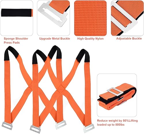 Miniatura 3 de Correas móviles, correas de elevación de hombro ajustables para 2 personas para mover muebles, colchones, electrodomésticos, objetos pesados de