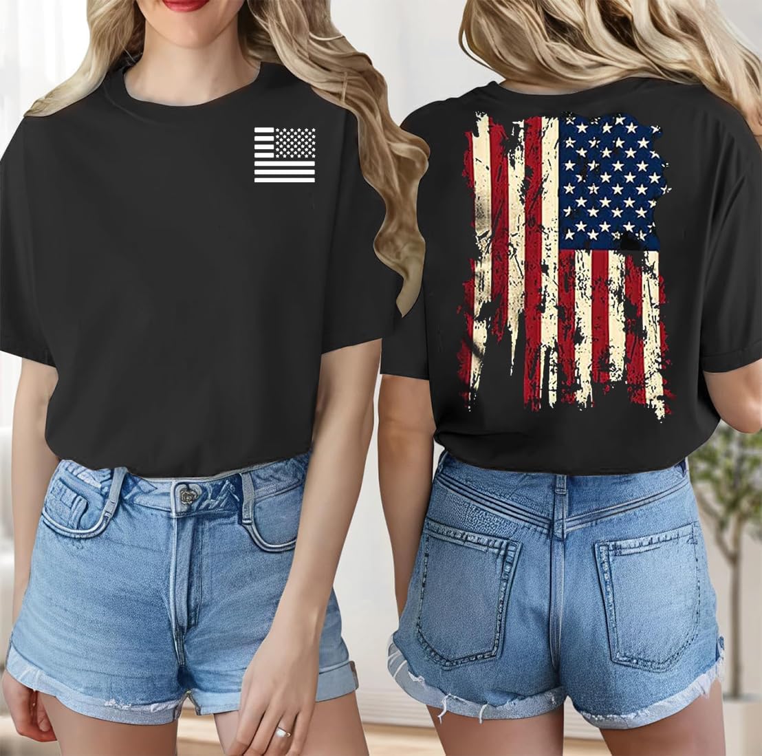 American Flag Shirt USA Shirts for Women 4th of July T-Shirt 1776 Printed Shirts Casual Short Sleeve Tops - Image 5