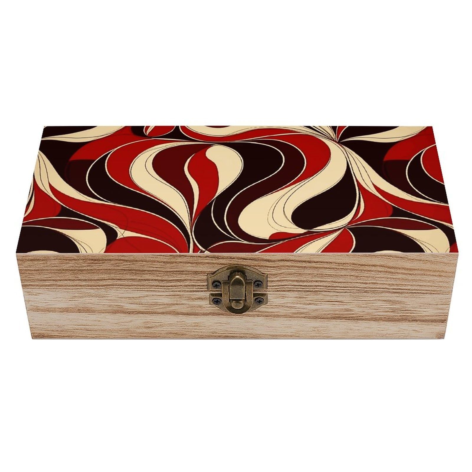 HLBSDM Vintage Wooden Storage Box Simple Color Field Style Keepsake Box for Jewelry Photos Letters Elegant Desktop Organizer for Home Office Decor