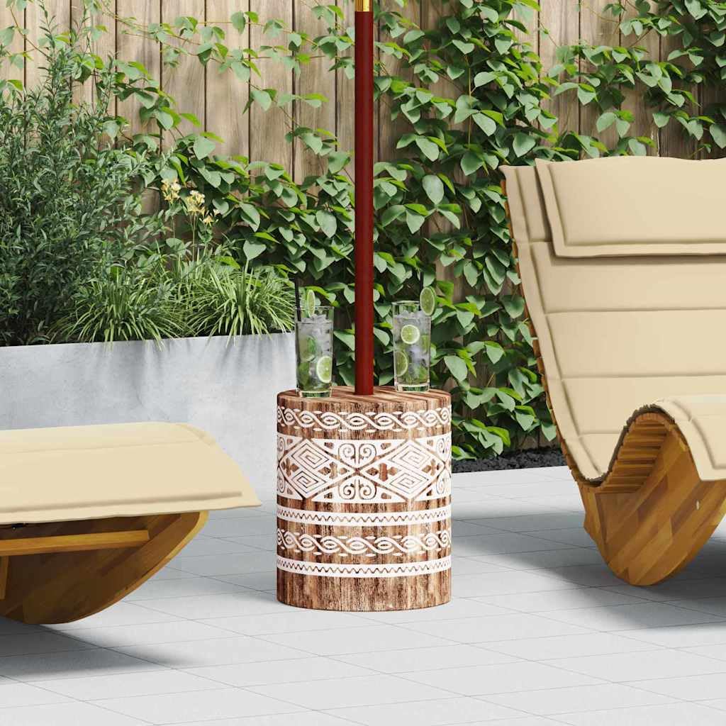 vidaXL Pied de Parasol 23 kg Blanc lavé Bois Massif Cylindrique