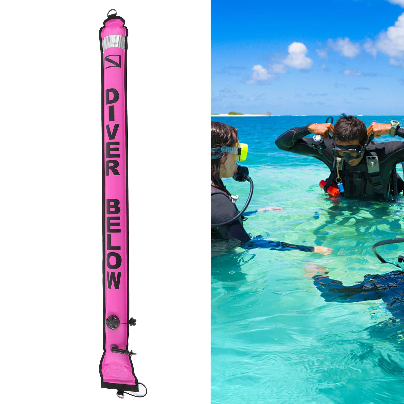 Yuezhongoo Scuba Diving Marker Buoy High Visibility Inflatable Signal Tube for Underwater Safety (Roseate)