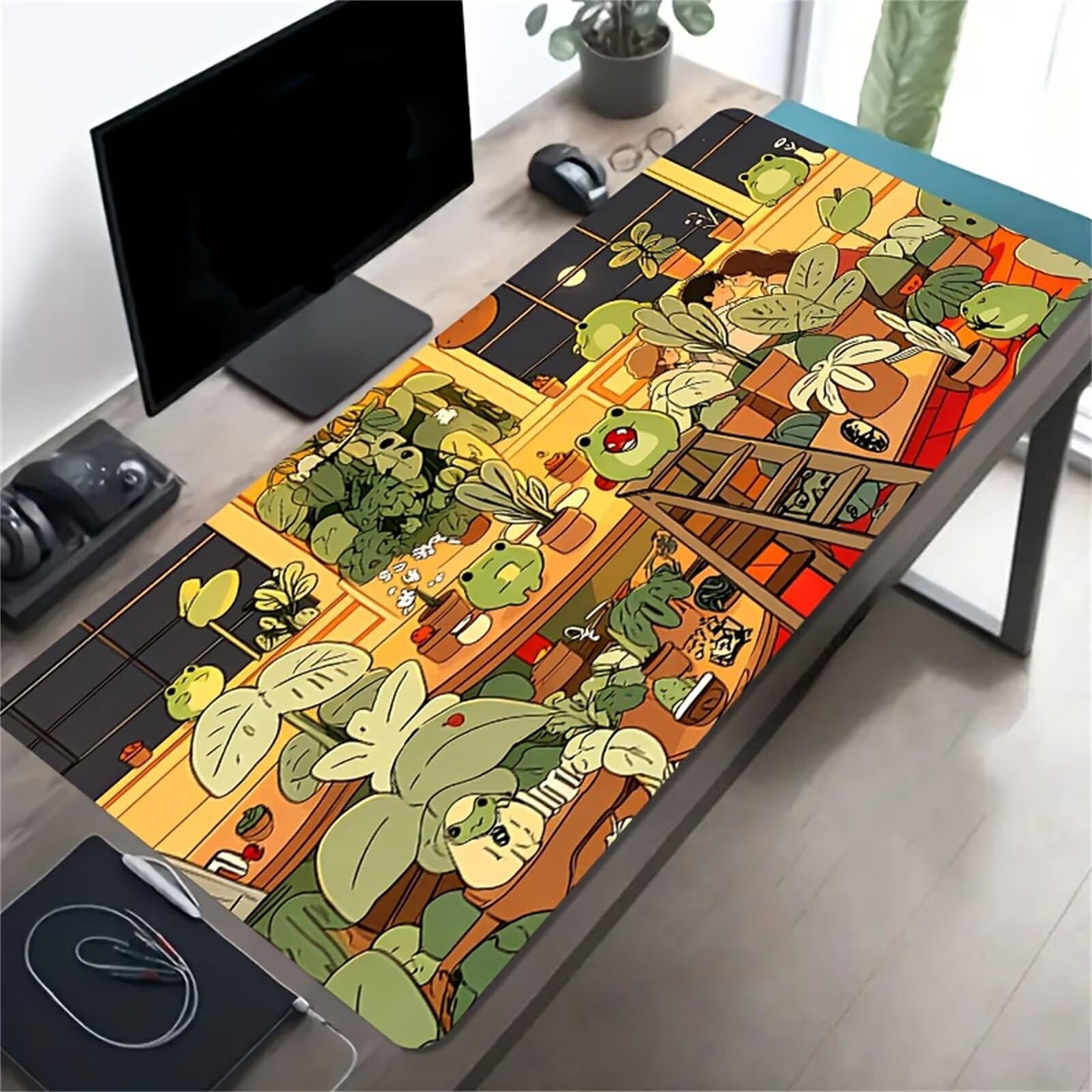Tappetino Mouse da Gioco 1200x600x2mm, Piante Animali Rane Mouse Pad XXL ad Alta Precisione e Velocità, Base in Gomma Antiscivolo Ultra-Grip, Tappetino per Scrivania Tastiera e PC