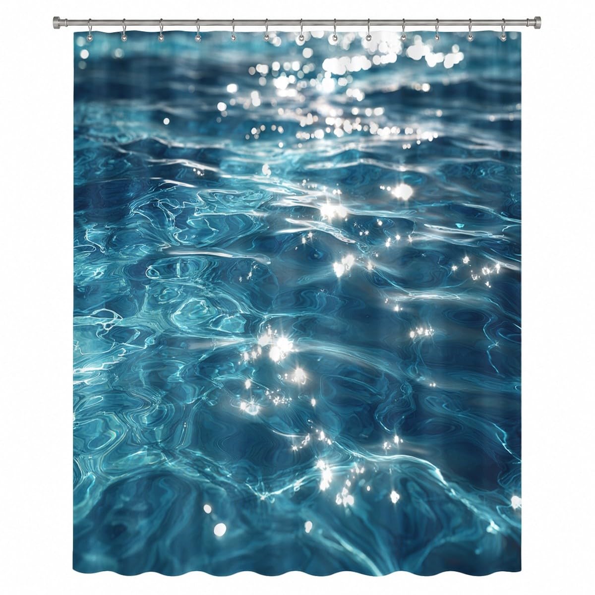Generico Tenda Doccia 240x200 cm Blu Poliestere, per Bagno, Casa e Hotel