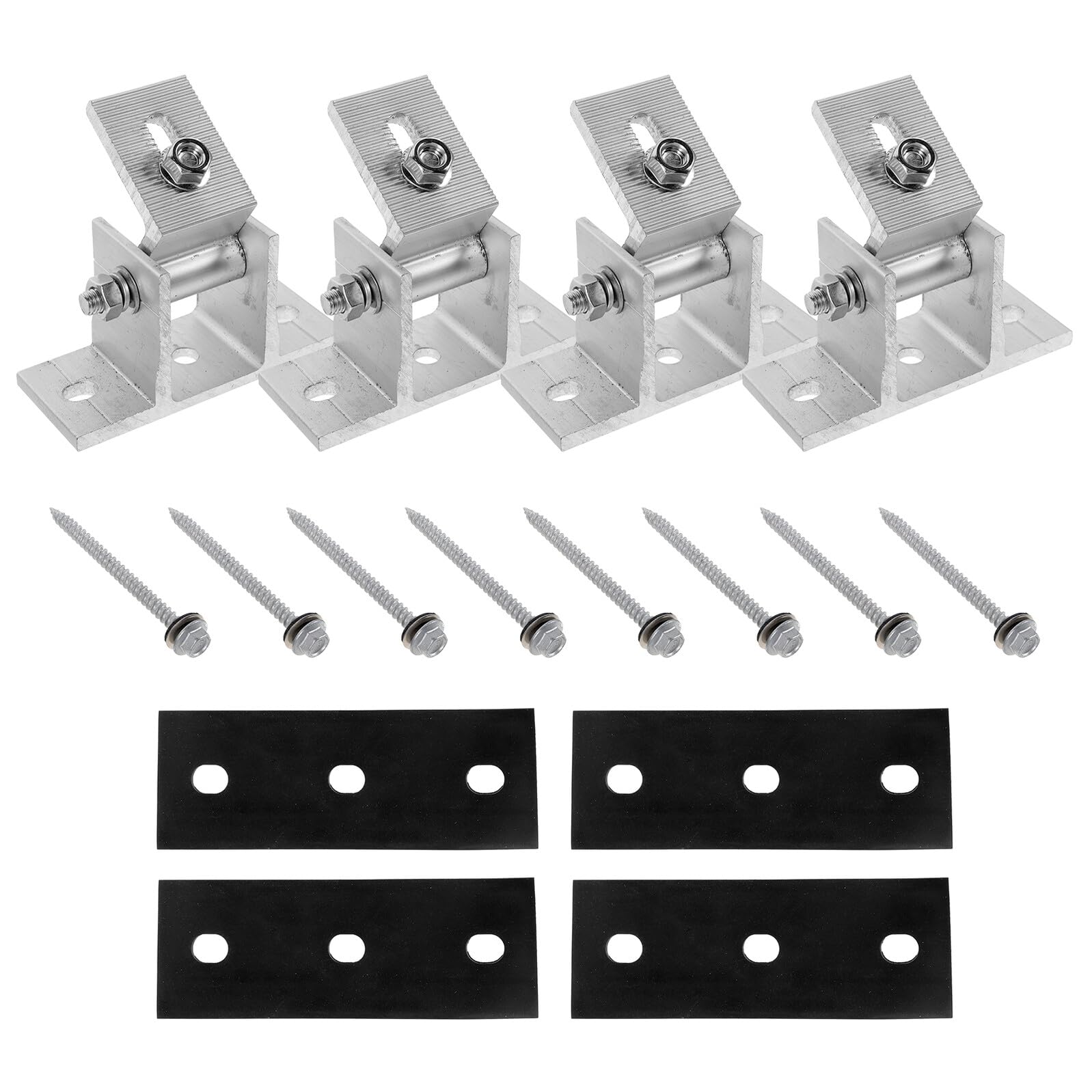 Soporte de Montaje de Aleación de Aluminio para 4 Piezas Panel Solar | Ángulo Ajustable, Estructura Estable, Incluye Almohadillas de Goma y Tornillos para Madera