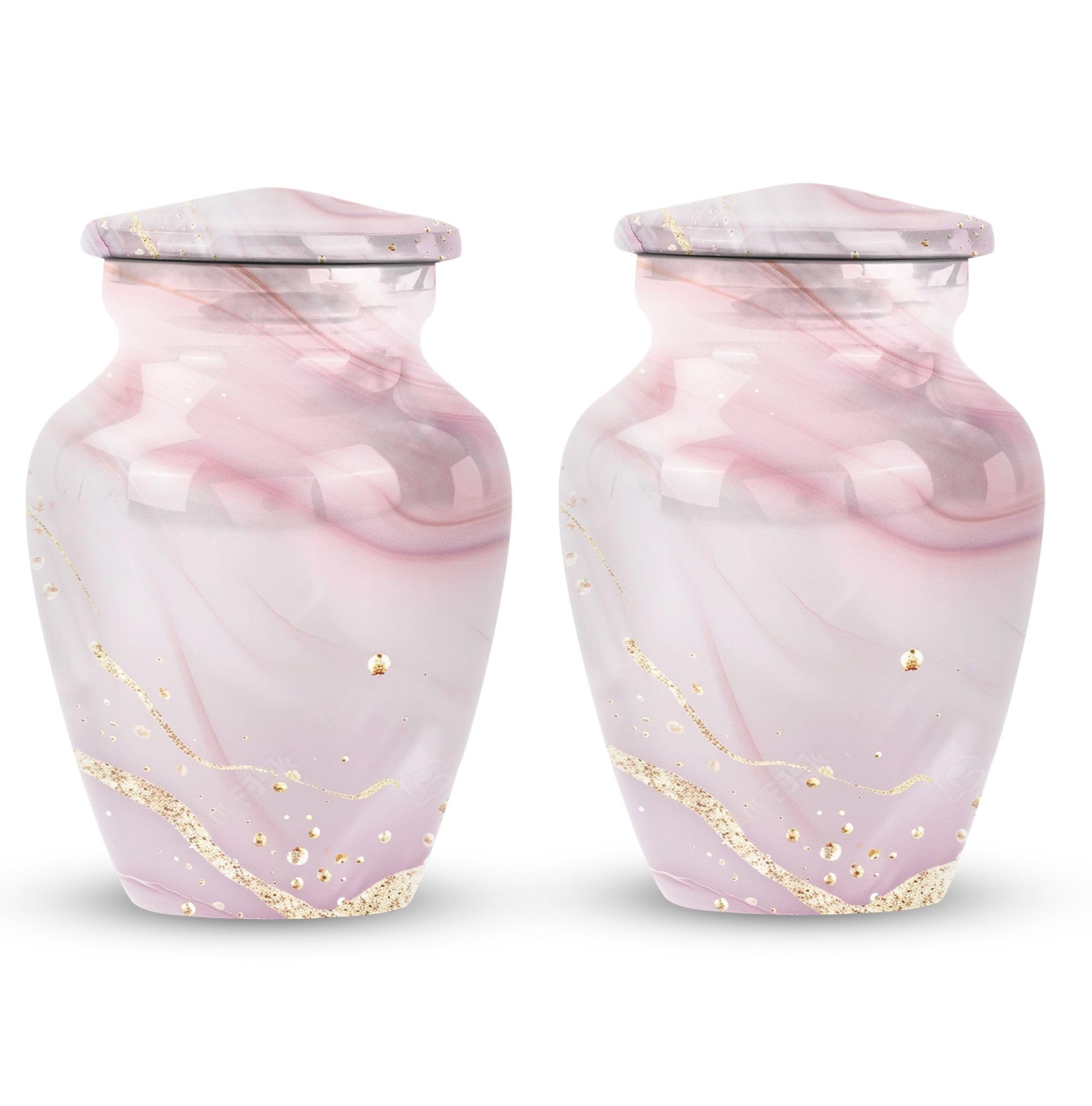 YATHABHISA Abstract Swirl Design Urn for Ashes, 3 Inch, 2 Pcs, Pink Marble, Cremation Urn, Keepsake