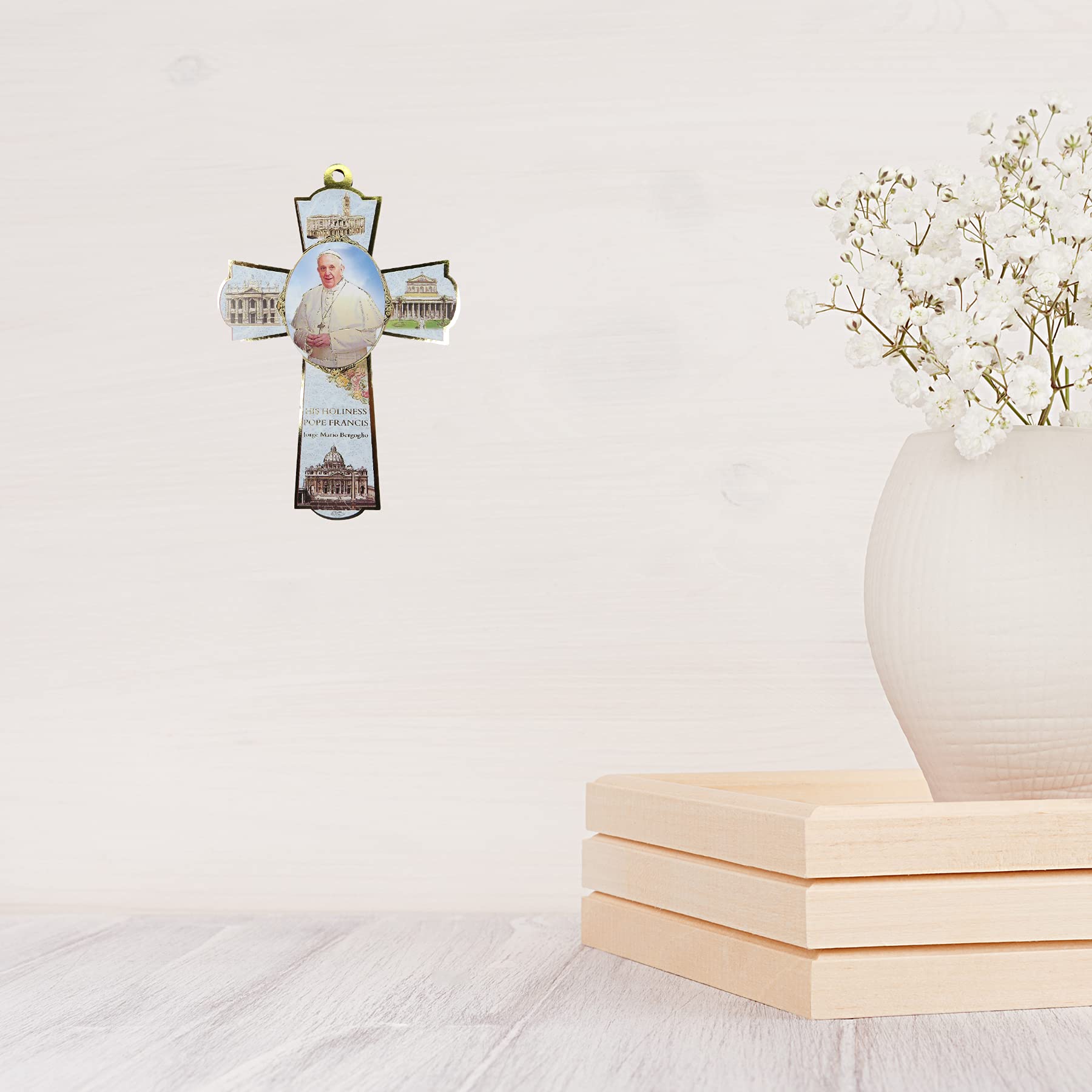 Amazon.com: Needzo Full Color Pope Francis Wood Wall Cross with