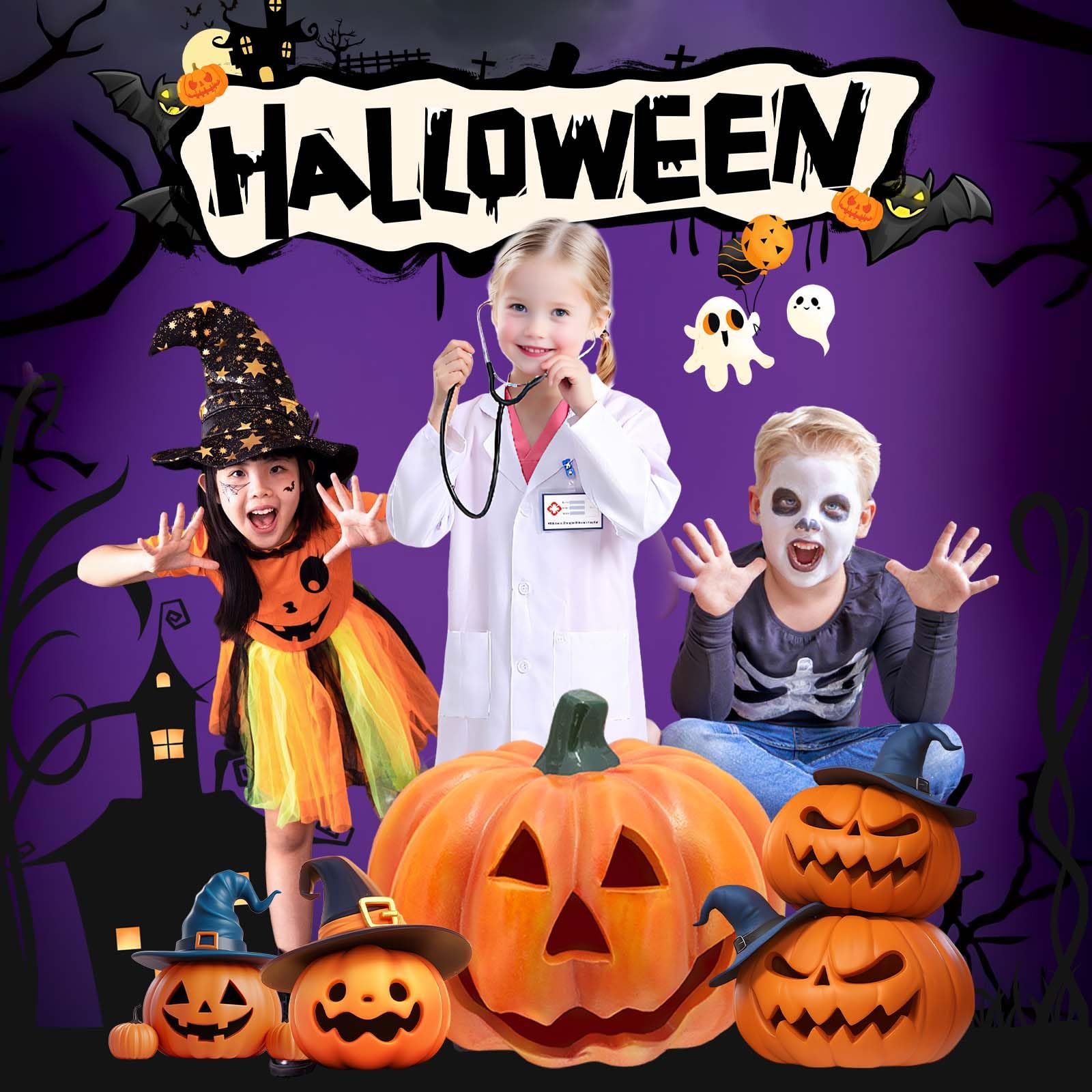 Costume da medico per bambini, costume da cosplay da medico, per bambini, con vero stetoscopio per giochi di travestimento di Halloween – 110