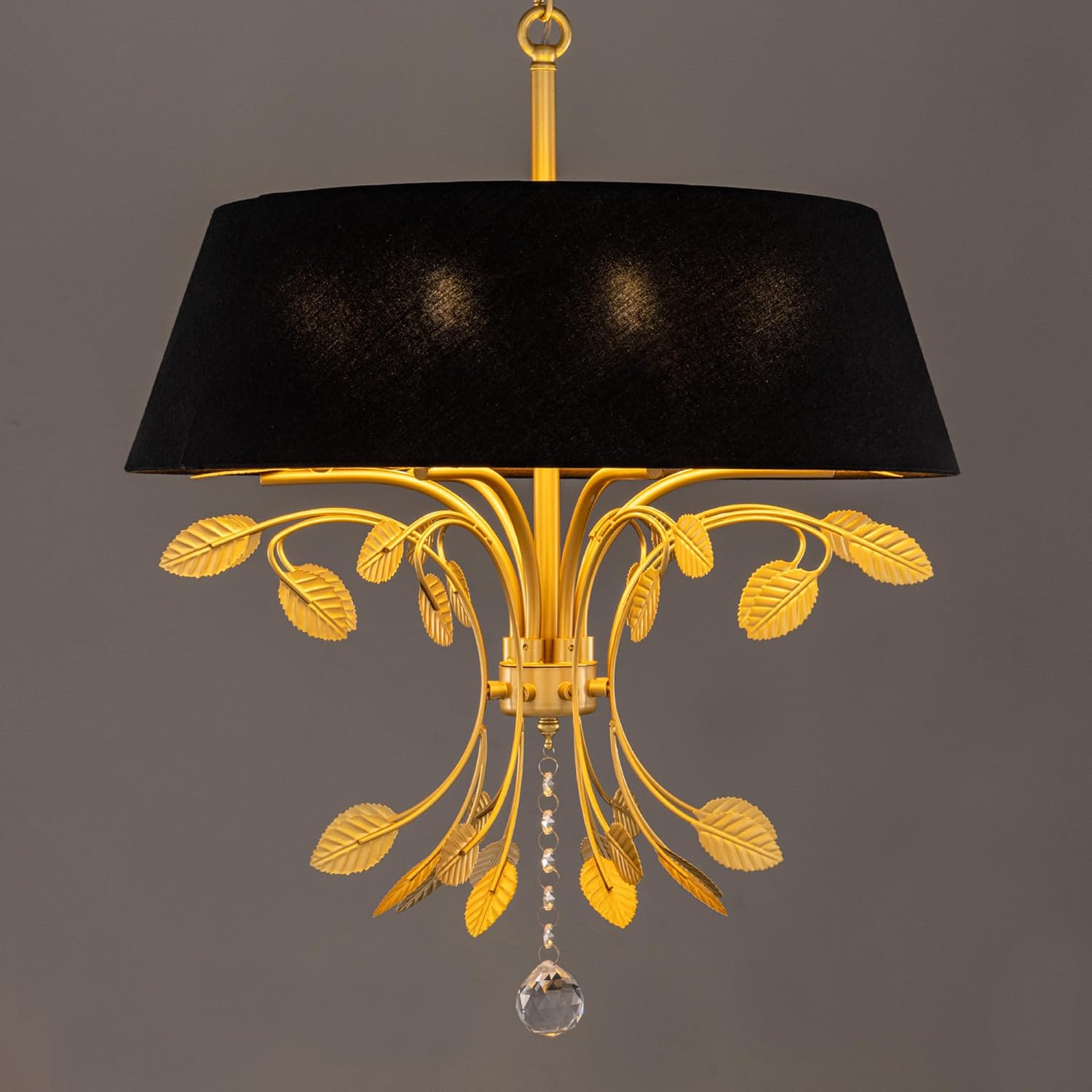 TOCHIC Black Drum Chandelier with Linen Shades 6-Light Vintage Chandelier with Adjustable Chain 20"D Farmhouse Chandeliers for Dining Room Pendant Light Fixtures for Bedroom Entryway Living Room Foyer