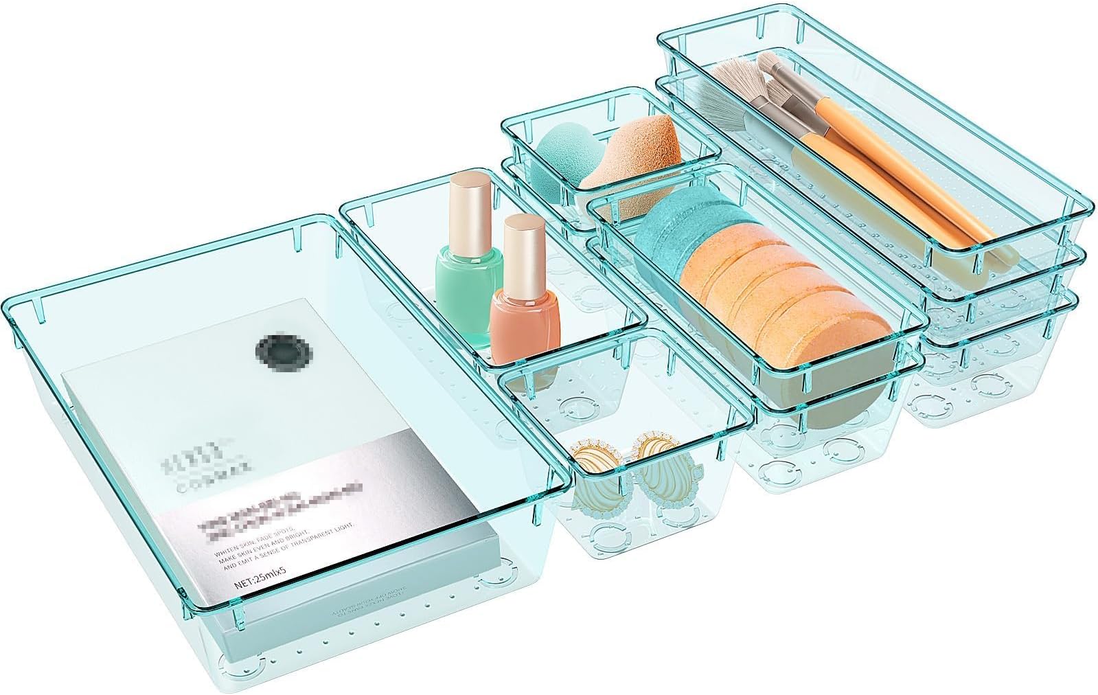 10 PCS Drawer Organizer Set, 5 Size Bathroom and kitchen organizer Trays
