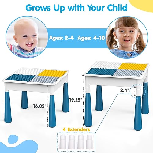 Vista 8 de OCATO Juego de mesa de actividades para niños pequeños con 152 piezas de bloques de construcción grandes de mármol todo en uno, mesas de agua, mesas