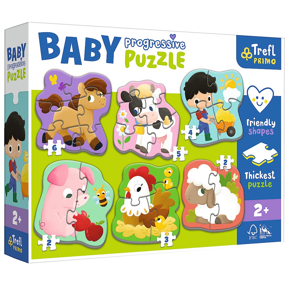 Trefl - Babies And The Bear, Bébés D'Animaux - 4 Puzzles Grand Format Pour Les Plus Jeunes, De 2 à 5 Pièces, Pour Les Enfants à Partir De 2 Ans