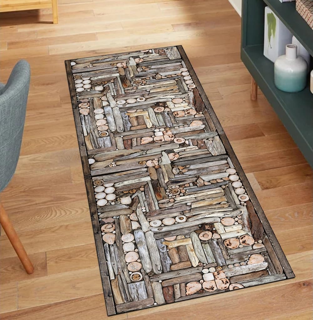 Alfombra de pasillo marrón gris 70 x 300 cm con acabados de alta calidad para el hogar