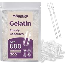 Empty Capsules for Filling Size 000 - Pack of 200 Empty Gelatin Capsules Quick Resolution Small Pack Halal Non-GMO Gluten-Free Compatible with Capsule Filler Ideal for Homemade