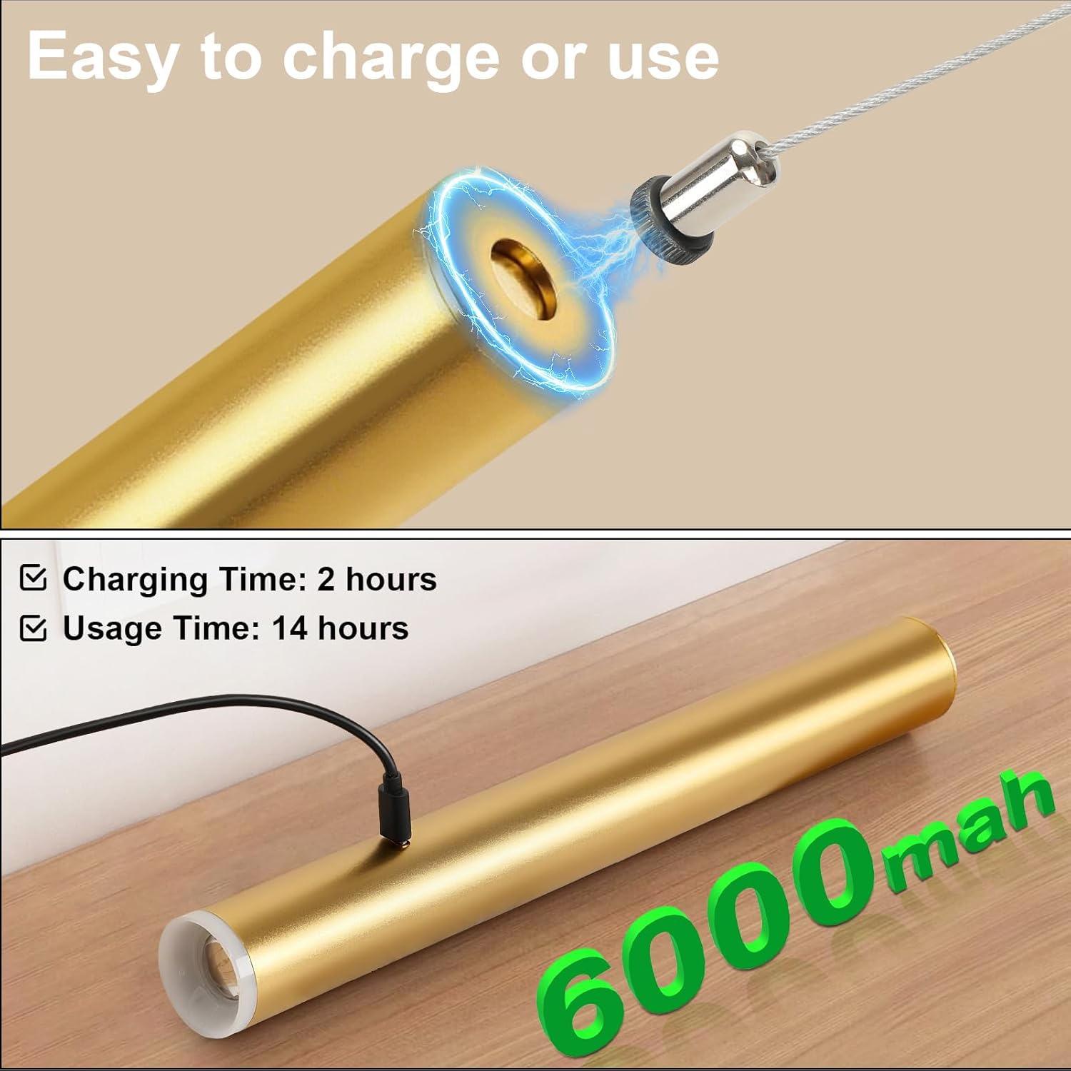 Lightess Battery Operated Pendant Light with Motion Sensor, 3 Color Dimmable Rechargeable Hanging Light with Remote, Modern Gold Pendant Light Fixtures for Dining Room Hallway Bedroom