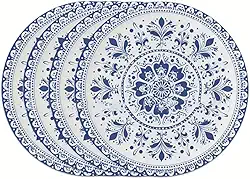 Jogo americano Qinghua porcelana retrô jogo americano azul floral linho adequado para mesas organizadas internas e externas