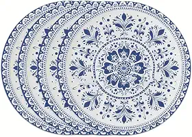 Jogo americano Qinghua porcelana retrô jogo americano azul floral linho adequado para mesas organizadas internas e externas