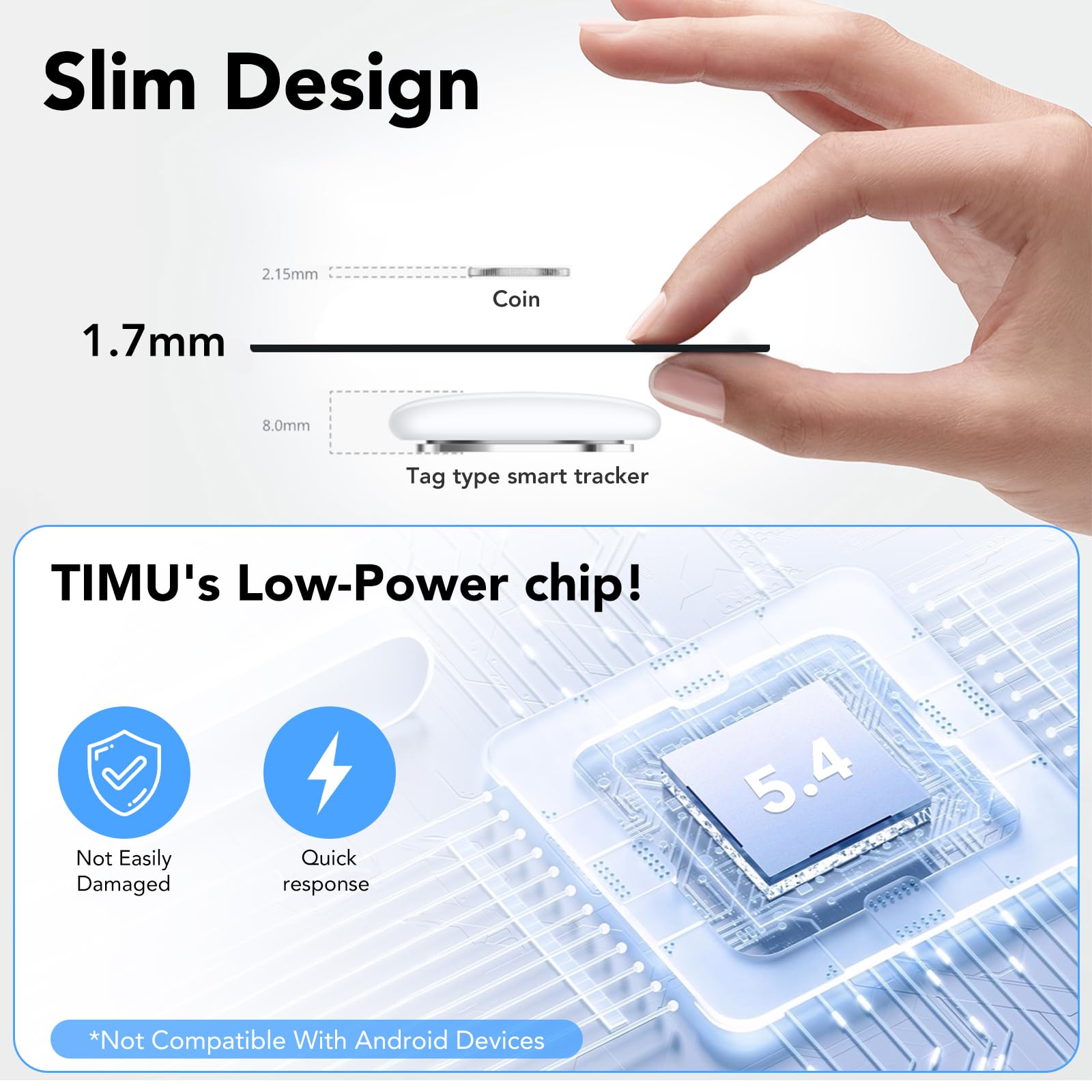 TIMU Air Tag Card Compatibile Apple Dov'è (iOS Only), IP68 Impermeabile Wallet Tracker, 1.7 mm Slim Smart Card, Bluetooth Localizzatore per Valigie, Portafoglio, Borse, 2 Pack Nero