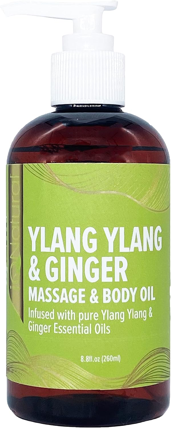 Massage Oil for Massage Therapy by IQ Natural -Ylang Ylang and Ginger Massage Oil - Deep Tissue Relaxation Massage Oil- (8.8 fl oz/260 ml) : Health & Household