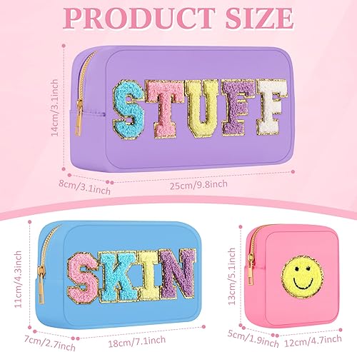 Miniatura 8 de Bolsa de maquillaje de 3 piezas de parche preparado bolsas de cosméticos de nailon bolsa de maquillaje de viaje bolsa de maquillaje universitaria