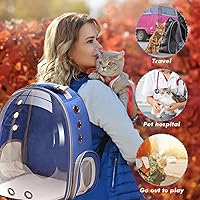 Vista 5 de Mochila transportadora para gatos, transportador de mascotas con diseño ventilado para transportar cachorros y gatos, mochila transportadora