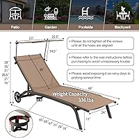Vista 3 de Giantex Tumbona para exteriores, silla de bronceado con sombrilla y ruedas lisas, posición ajustable de 6 niveles, soporte para tazas, marco