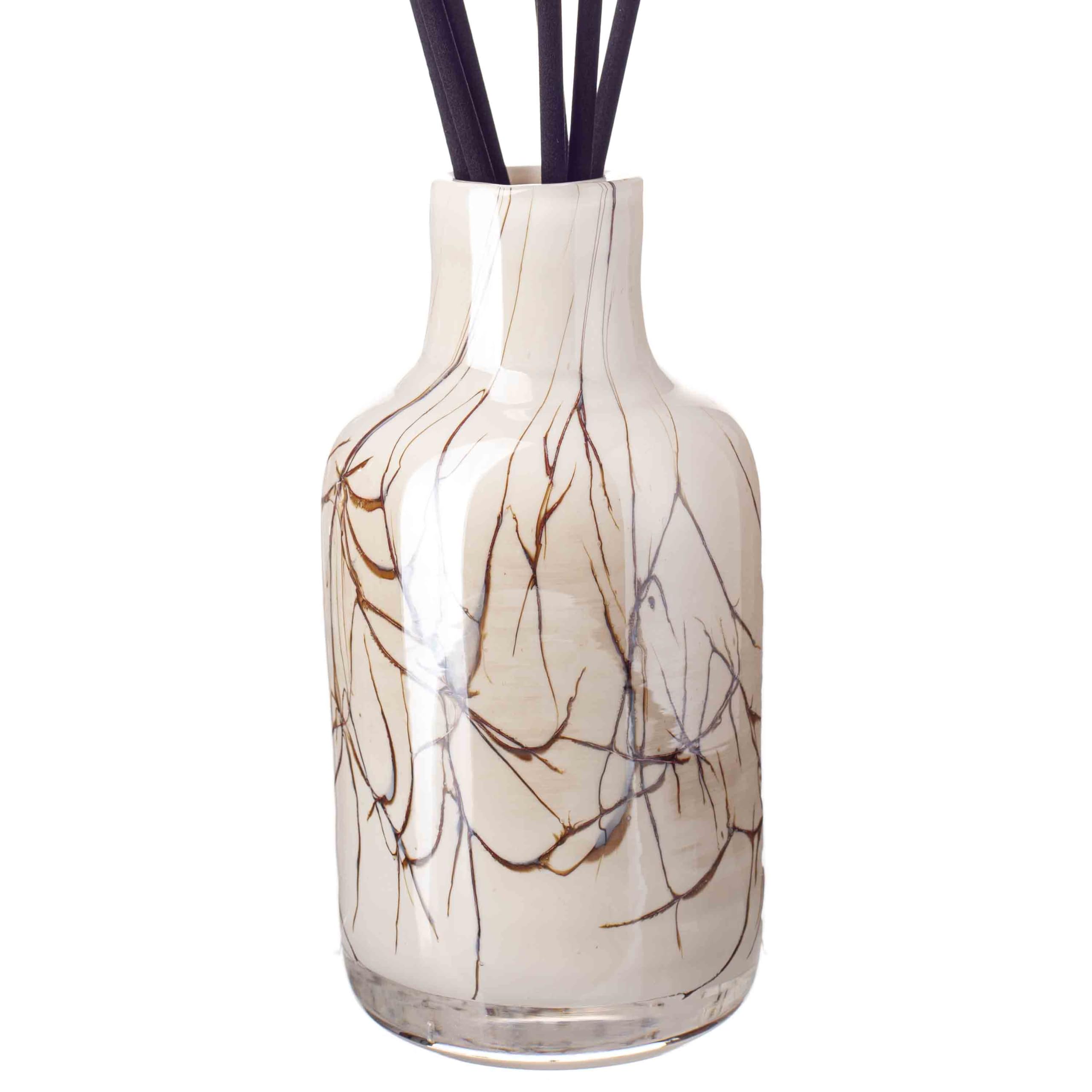 Amelia Art Glass Cream Reed Diffuser Apothecary In Marble Effect