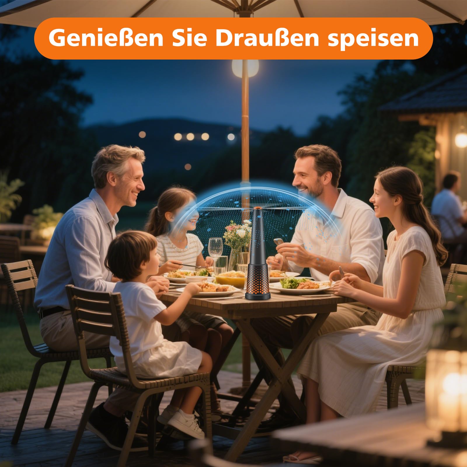 2 Stück Fliegenwedler,Einziehbar und Aufhängbar Fliegenwedler für den Tisch, Tragbarer Mückenschutz Ventilator für Fliegenventilator zum Fliegen Fliegenwedler für Tische-Orange