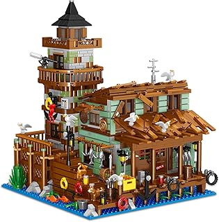 Beberlu Wood-Cabin Hut Building Sets, 1881 PCS Ideas Fishing House Building Toys Gift for Adults Nature and Architecture Lovers