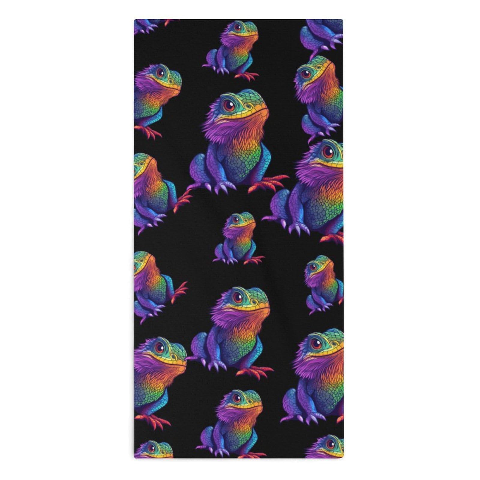 TXFBTRFSA Colorful Bearded Dragon Hand Towels for Adult Face Towel Bath Beach Swim Accessories