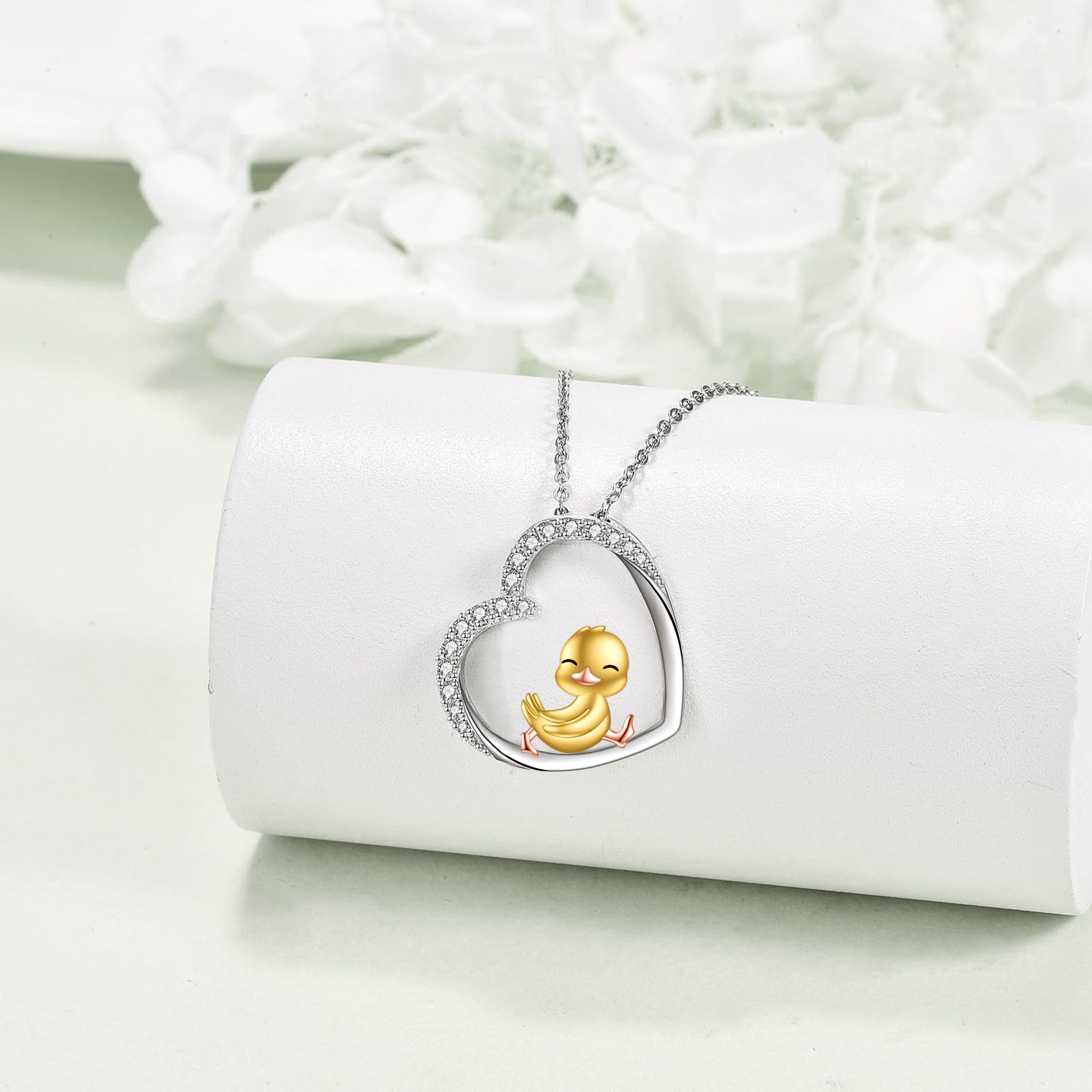 URONE Pingüino/lobo/cerdo/zorro/perezoso/gato/elefante collar de plata de ley 925 colgante de animales joyas regalos para mujeres madre novia niña, 0.80*0.83 Zoll (Pendel) + 18 + 2 Zoll (Kette), Plata