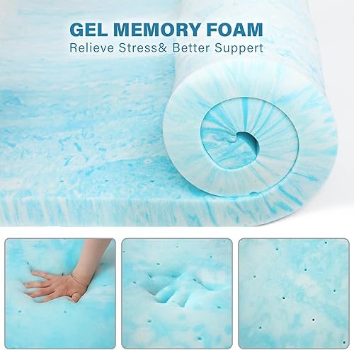 Miniatura 5 de BedsPick Cubrecolchón de espuma viscoelástica de 3 pulgadas, tamaño Queen, con infusión de gel, certificado CertiPUR-US