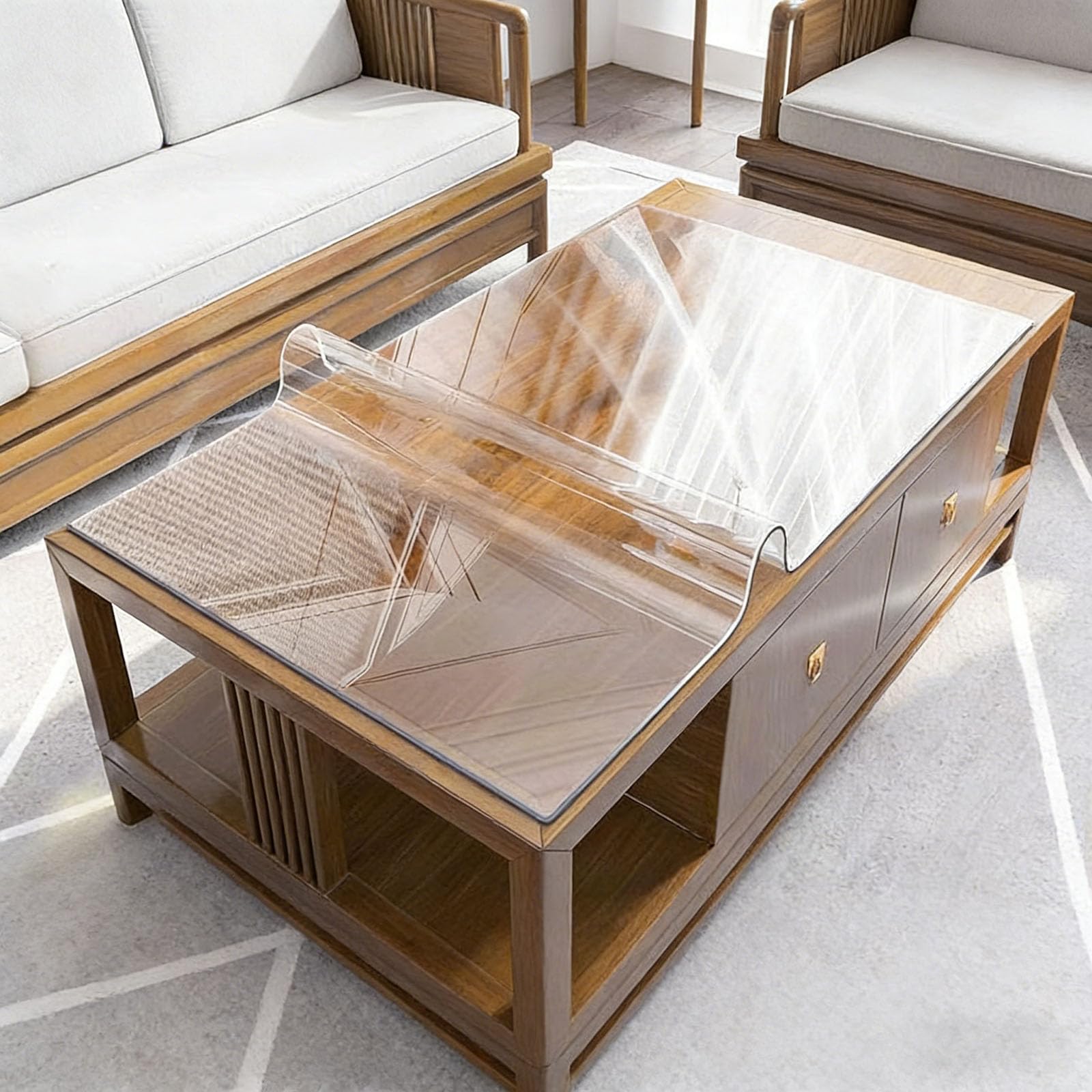 Nappe de protection transparente rectangulaire contre les rayures de table et bureau