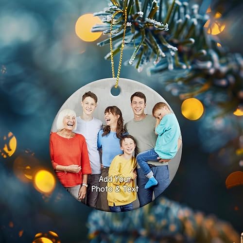 Miniatura 5 de Adorno de Navidad con foto personalizada, sube cualquier imagen, carga cualquier foto, texto opcional, regalo de recuerdo de Navidad para familia,