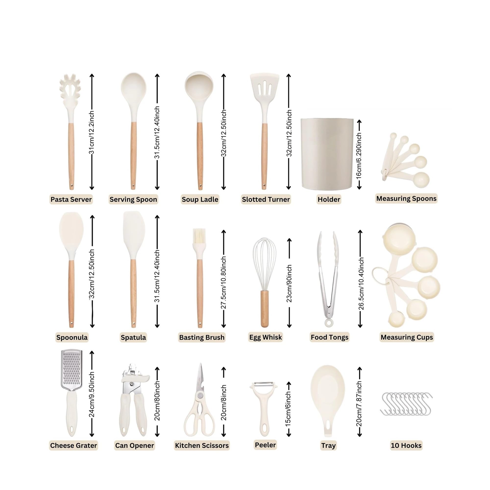 35-teiliges Küchenutensilien-Set, Silikon-Spatel-Set, Spatel, Löffel, Pinsel, Schneebesen, Kochutensilien-Set, Antihaft-Spatel-Set for die Küche Für Braten(Black)