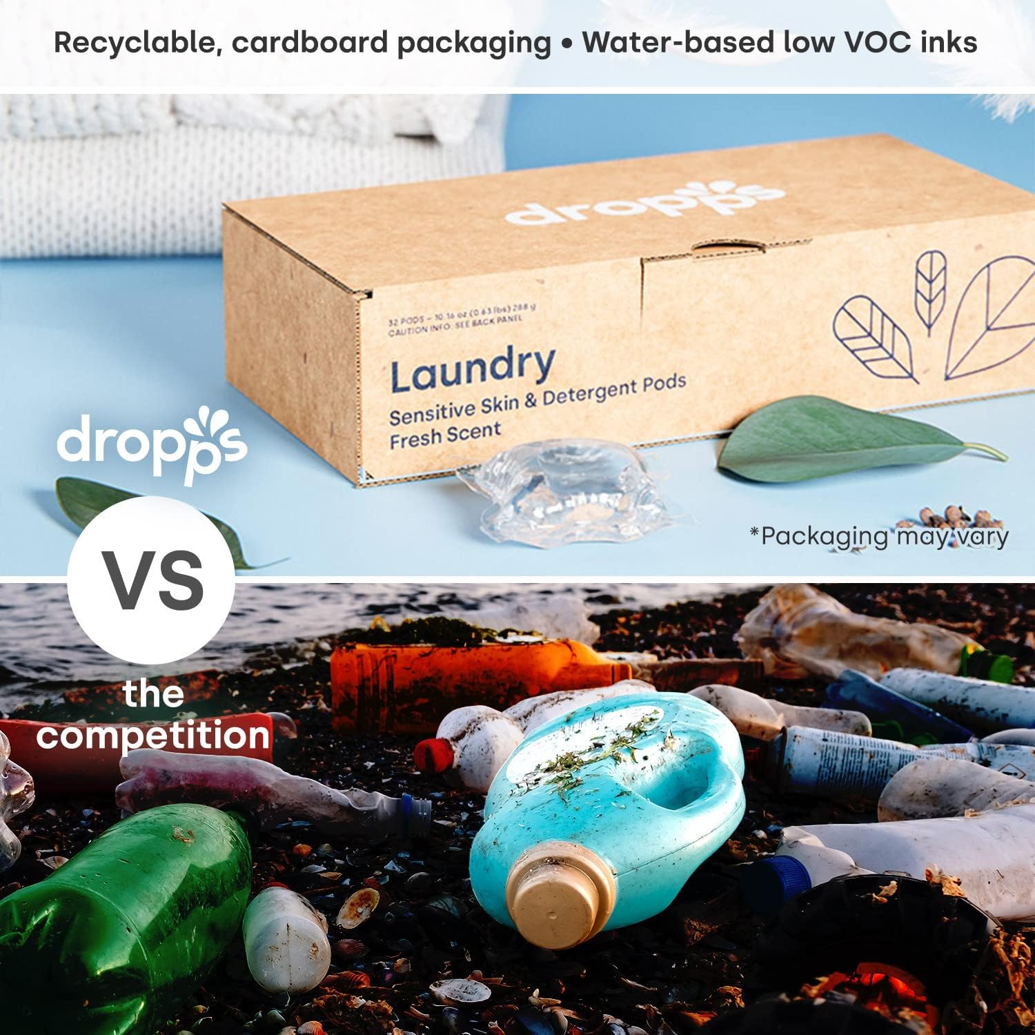 Dropps Sensitive Skin Laundry Detergent Pods: Fresh Air | 160 Count | Free of Dyes | HE | Safe & Gentle | Powered by Natural Plant-Based Ingredients | Low Waste Packaging : Health & Household