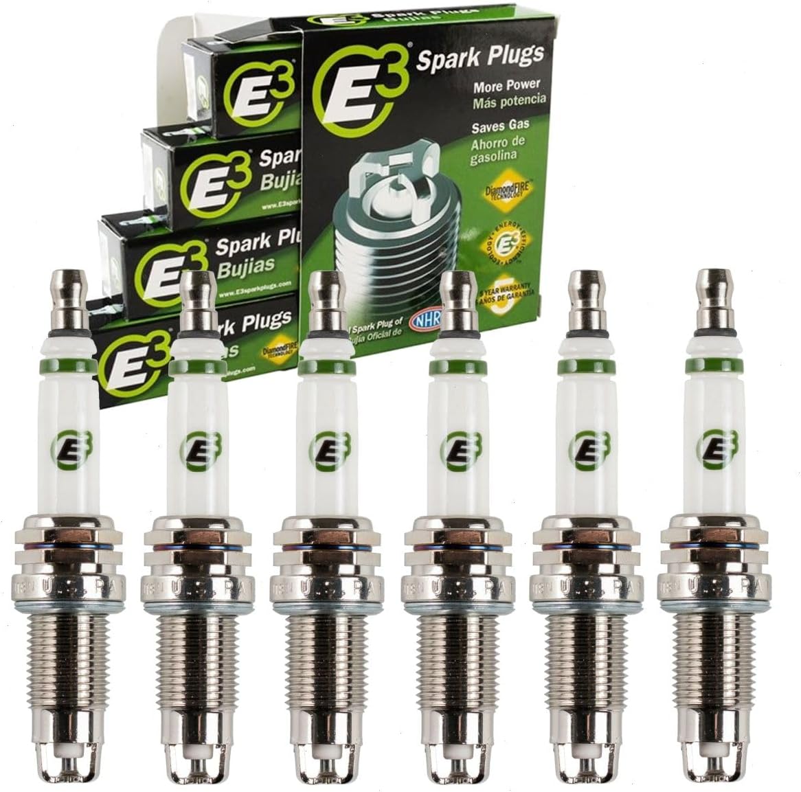 6 pc E3 Spark Plugs compatible with Chrysler 300 3.5L V6 2005-2010