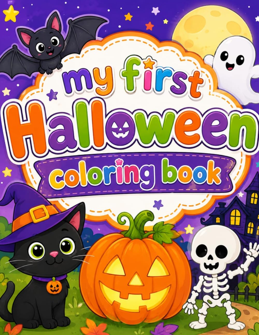 Halloween Coloring Book For kids: Simple Halloween Faces and Friendly Spooky Characters Easy Pumpkin, Ghost, Witch, and Monster Faces