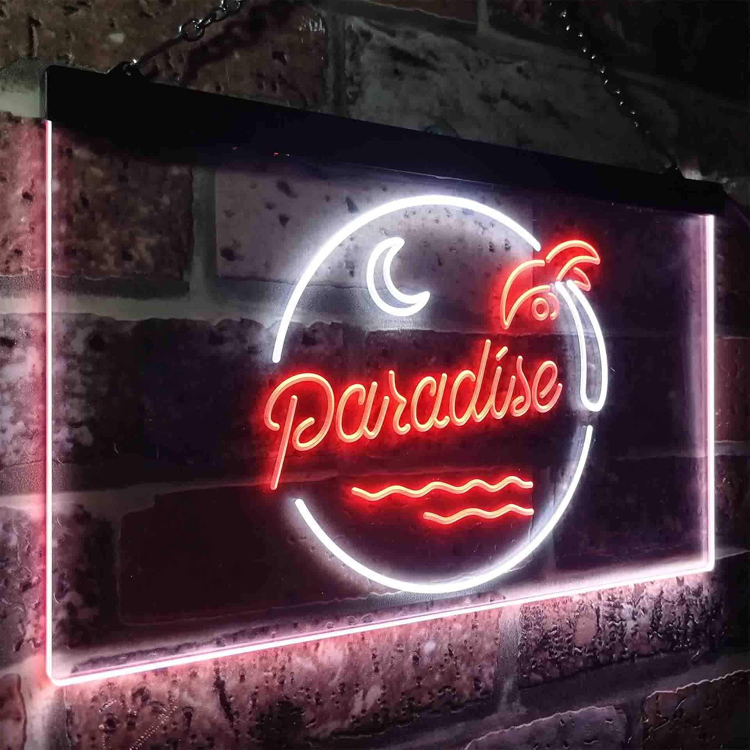 ADVPRO Paradise Island Room Display Dual Color LED Neon Sign White & Red 12" x 8.5" st6s32-i3504-wr