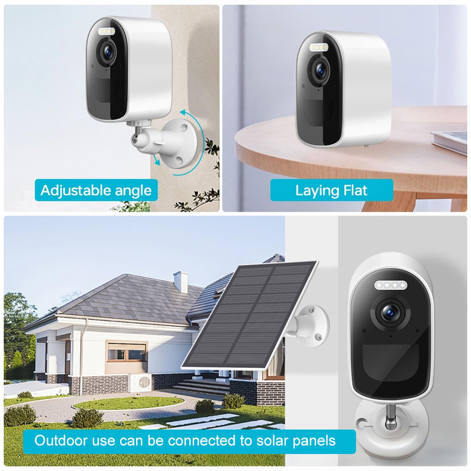 Sonew Caméra de Surveillance Solaire sans Fil, Batterie 5000mAh,
