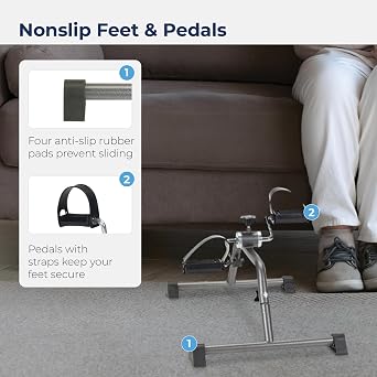 Inspired by Drive 10270KDRSV-1 Pedal Exerciser, Silver Vein Finish | Compact Pedal Exerciser Provides Low Impact Leg and Arm Exercise at Home with an Attractive Silver Vein Finish