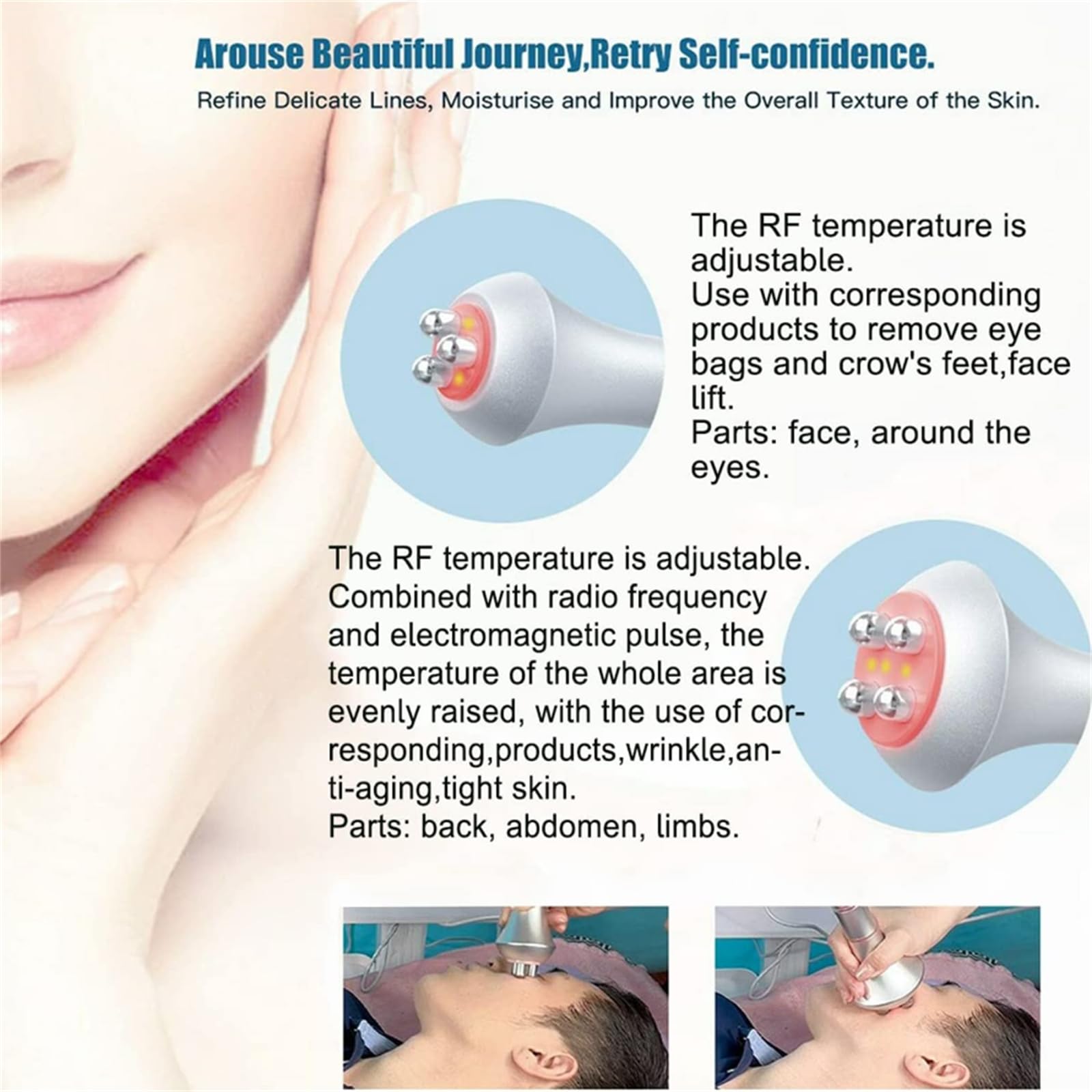 Dispositivo di riduzione della Cellulite 80K Beauty Instrument 3 in 1, massaggiatore multipolare per la rimozione del Grasso, Perdita di Peso per Viso, Braccia, Vita, Cosce, fianch