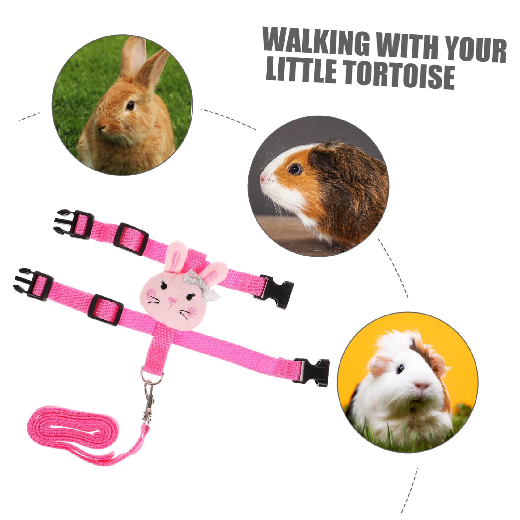 Abaodam 1Set Adjustable Rabbit Harness and Leash Escape Resistant Bunny Leash for Pets for Outdoor Walking and Running Ferret and Hamster Harness